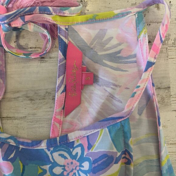 Lilly Pulitzer Small Margot Halter Floral Swing Dress Pink Coastal Resort Preppy - Picture 10 of 11